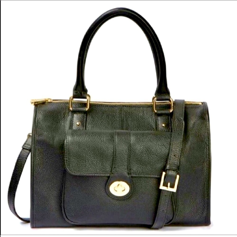 Ora Delphine “Kelly” Black Pebbled Leather Satchel